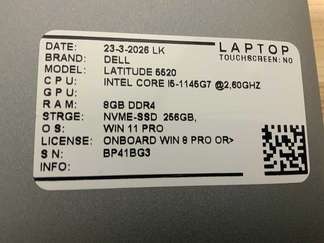 Dell latitude 5520 laptop (2x) - afbeelding 6 van  9