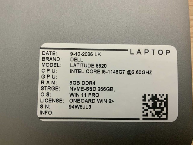 Dell latitude 5520 laptop - afbeelding 9 van  9