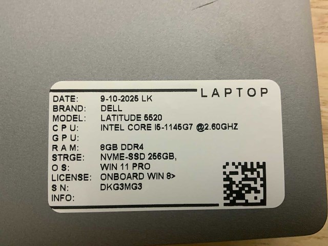 Dell latitude 5520 laptop - afbeelding 9 van  9