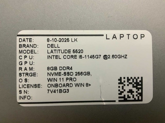 Dell latitude 5520 laptop - afbeelding 9 van  9