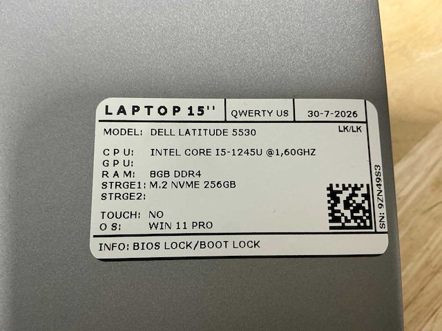 Dell latitude 5530 laptop (2x) - afbeelding 8 van  8