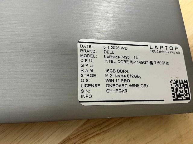 Dell latitude 7420 (i5 gen11) laptop (2x) - afbeelding 8 van  8