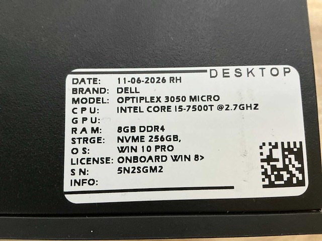 Dell optiplex 3050 micro desktop (10x) - afbeelding 12 van  14