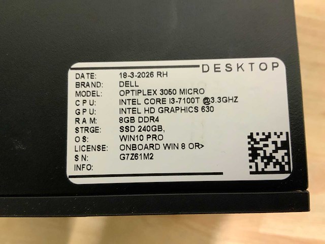 Dell optiplex 3050 micro desktop (7x) - afbeelding 8 van  10