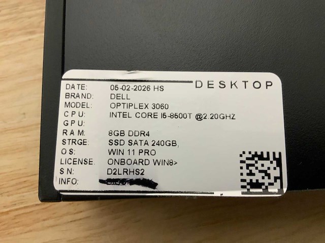 Dell optiplex 3060 micro desktop (4x) - afbeelding 8 van  8