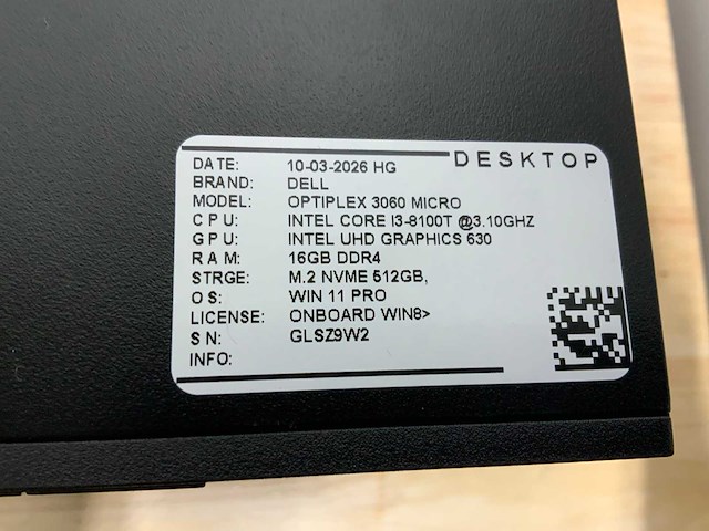 Dell optiplex 3060 micro desktop (8x) - afbeelding 3 van  12