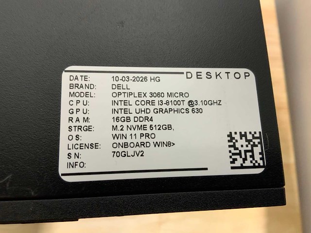Dell optiplex 3060 micro desktop (8x) - afbeelding 4 van  12