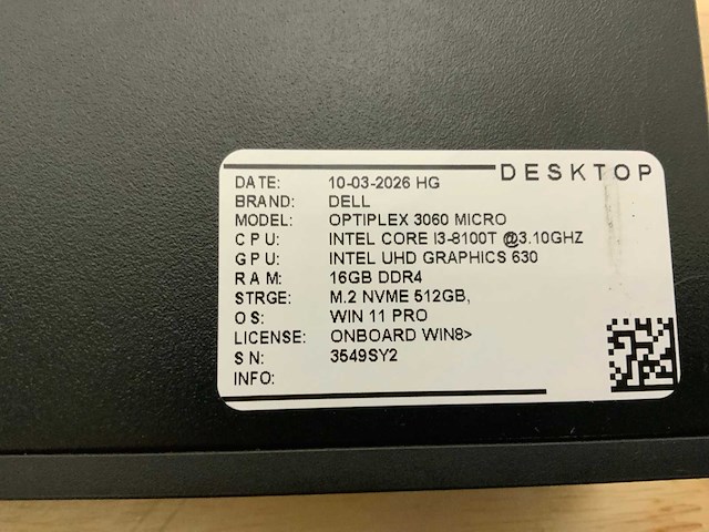 Dell optiplex 3060 micro desktop (8x) - afbeelding 8 van  12