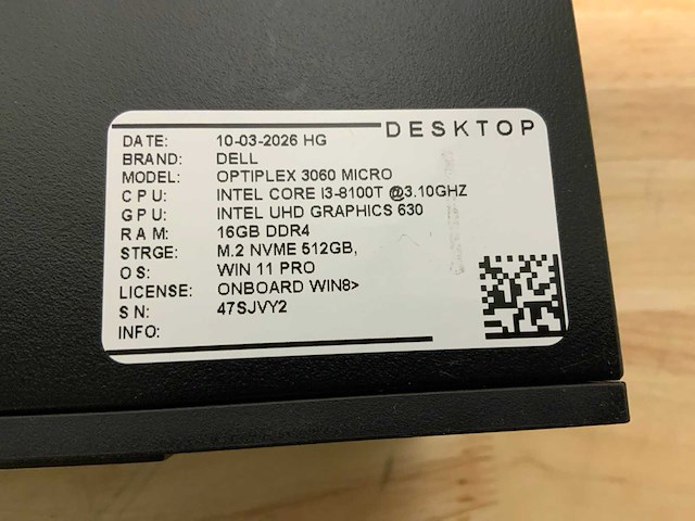 Dell optiplex 3060 micro desktop (8x) - afbeelding 10 van  12