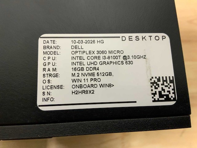 Dell optiplex 3060 micro desktop (8x) - afbeelding 12 van  12