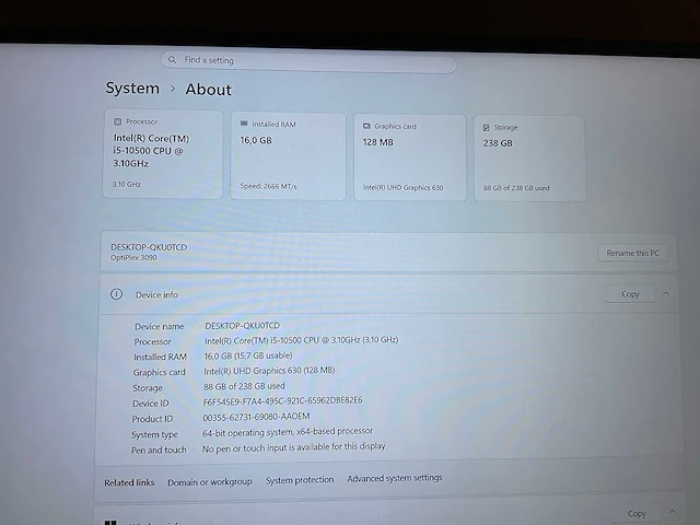 Dell optiplex 3090 desktop en monitor - afbeelding 4 van  7