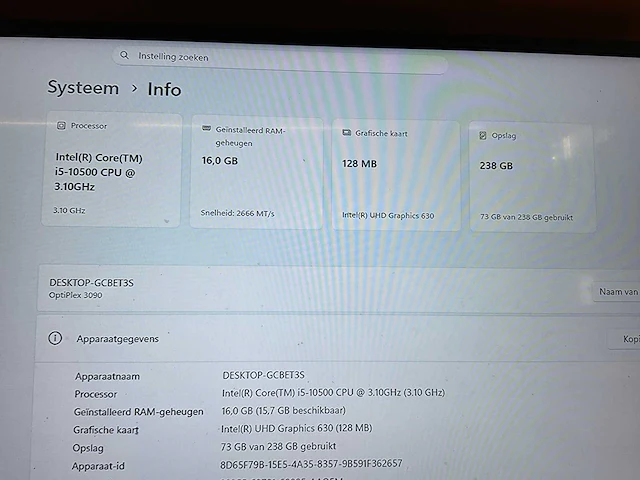 Dell optiplex 3090 desktop en monitor - afbeelding 10 van  13