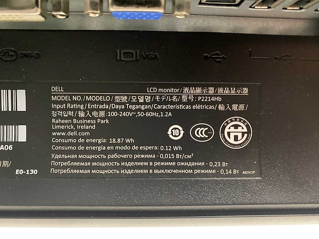 Dell p2214 - 22" monitoren met dubbele monitorarm - dp, dvi, vga, usb - afbeelding 7 van  10