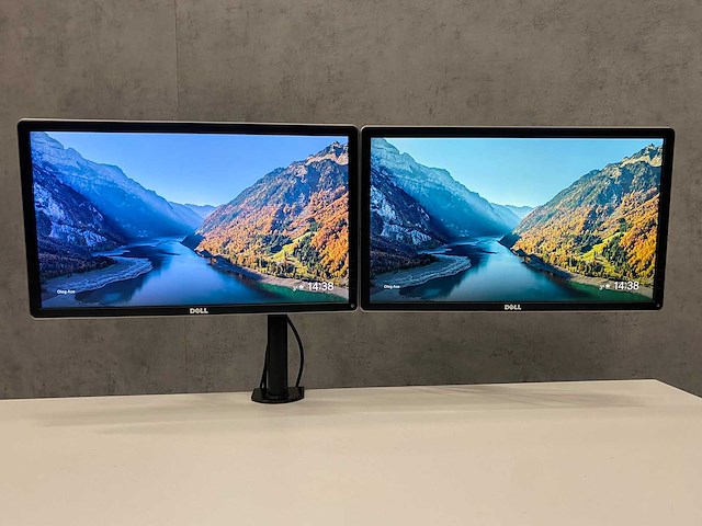 Dell p2214 - 22" monitoren met dubbele monitorarm - dp, dvi, vga, usb - afbeelding 1 van  10