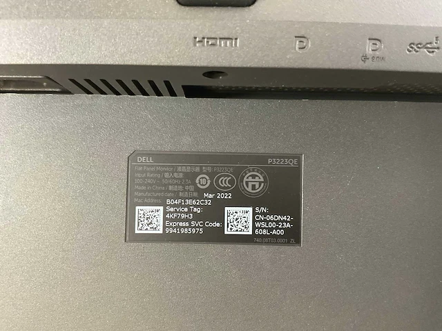 Dell (p3223qe) 32”, 3840x2160 (uhd) ips monitor - afbeelding 5 van  5