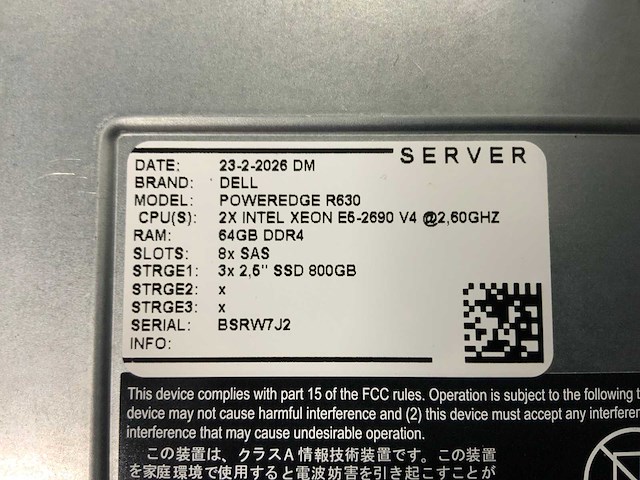 Dell poweredge r630 server (2x) - afbeelding 6 van  7