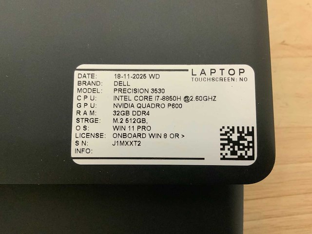Dell precision 3530(i7) laptop (2x) - afbeelding 7 van  9
