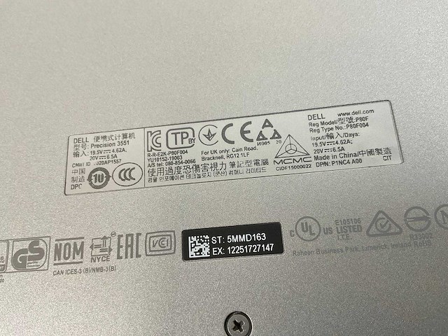 Dell precision 3551 15.5”, core(tm) i7 10th gen, 32 gb ram, 512 gb nvme, nvidia quadro p620 4gb laptop - afbeelding 7 van  7
