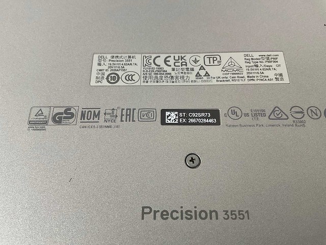 Dell precision 3551 15.6”, core(tm) i7 10th gen, 32 gb ram, 512 gb nvme, nvidia quadro p620 4 gb laptop - afbeelding 6 van  6