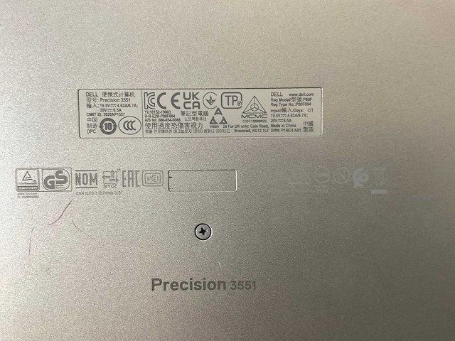 Dell precision 3551 15.6”, core(tm) i7 10th gen, 32 gb ram, 512 gb nvme, nvidia quadro p620 4 gb laptop - afbeelding 7 van  7