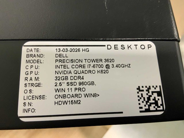 Dell precision 3620 (i7) desktop (2x) - afbeelding 4 van  5