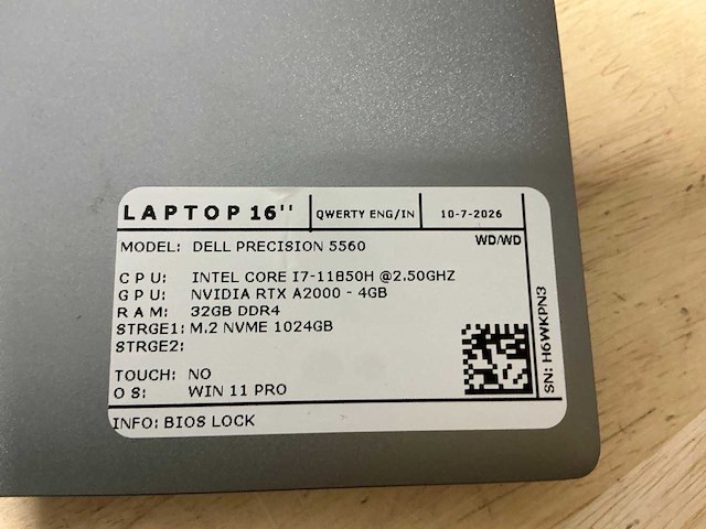 Dell precision 5560(i7) laptop - afbeelding 5 van  5