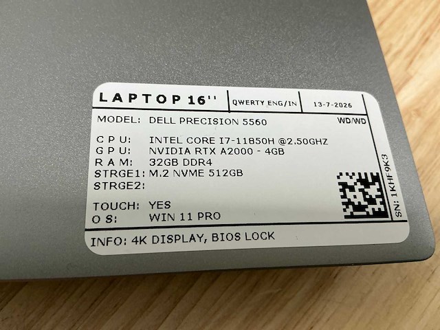 Dell precision 5560(i7) laptop - afbeelding 8 van  8