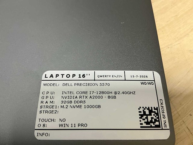 Dell precision 5570(i7 gen12) laptop - afbeelding 7 van  7