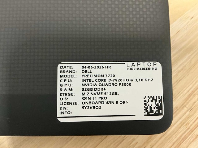 Dell precision 7720(i7) laptop - afbeelding 8 van  8