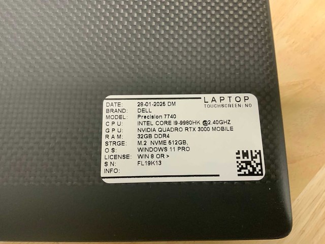 Dell precision 7740(i9) laptop - afbeelding 5 van  7