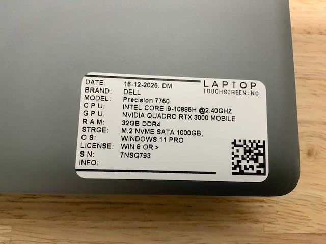 Dell precision 7750(i9) laptop - afbeelding 7 van  7