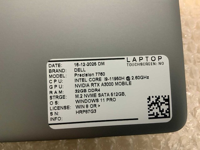 Dell precision 7760(i9) laptop - afbeelding 7 van  7