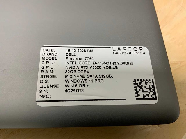 Dell precision 7760(i9) laptop - afbeelding 7 van  7