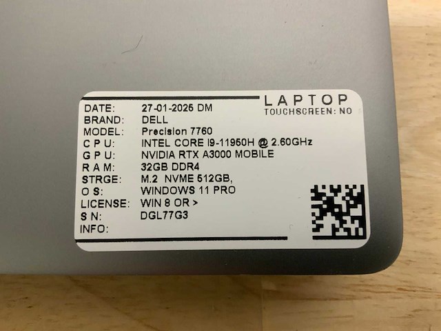 Dell precision 7760(i9) laptop - afbeelding 7 van  7