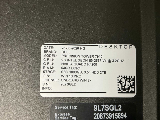 Dell precision tower 7910 desktop - afbeelding 8 van  8
