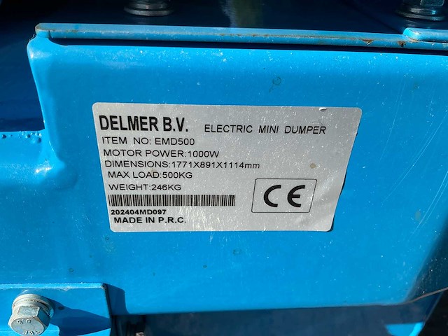 Delmer emd500 elektrische kruiwagen / dumper - afbeelding 9 van  9