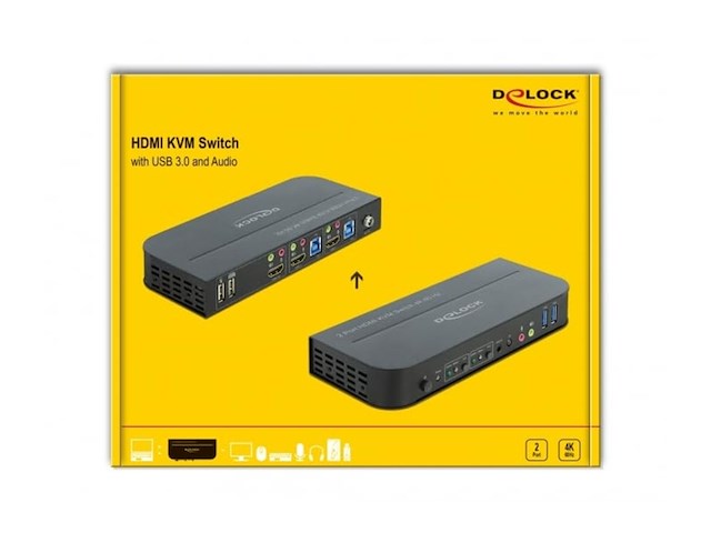 Delock hdmi kvm switch 4k 60hz met usb 3.0 en audio - afbeelding 4 van  5