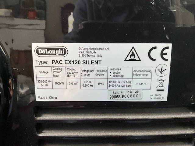 Delonghi pac ex120 silent airconditioning - afbeelding 1 van  2