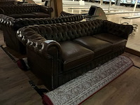 Delta chesterfield 3-zits lederen bankstel (2x) - afbeelding 6 van  8