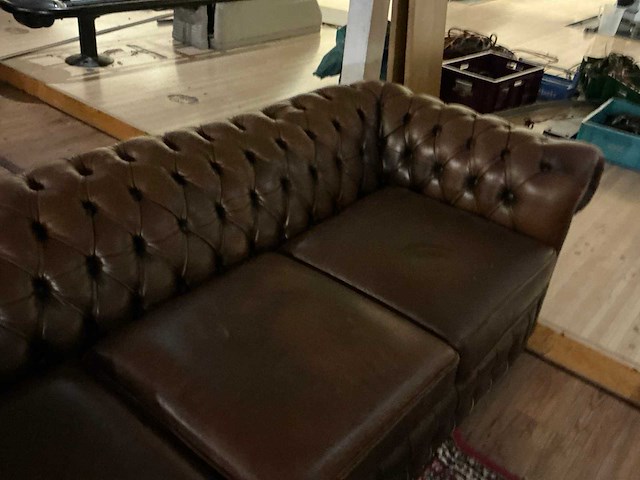 Delta chesterfield 3-zits lederen bankstel (2x) - afbeelding 8 van  8