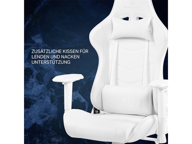 Deltaco gaming white line wch80 gamingstoel pu-leer wit - afbeelding 3 van  5