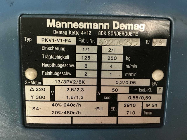 Demag pkv1-v1-f4 elektrische kettingtakel - afbeelding 3 van  5