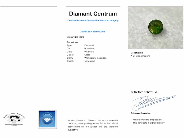 Demantoid 0.52 ct - afbeelding 5 van  5