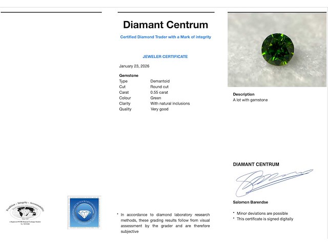 Demantoid 0.55 carat natuurlijke demantoid - afbeelding 3 van  5