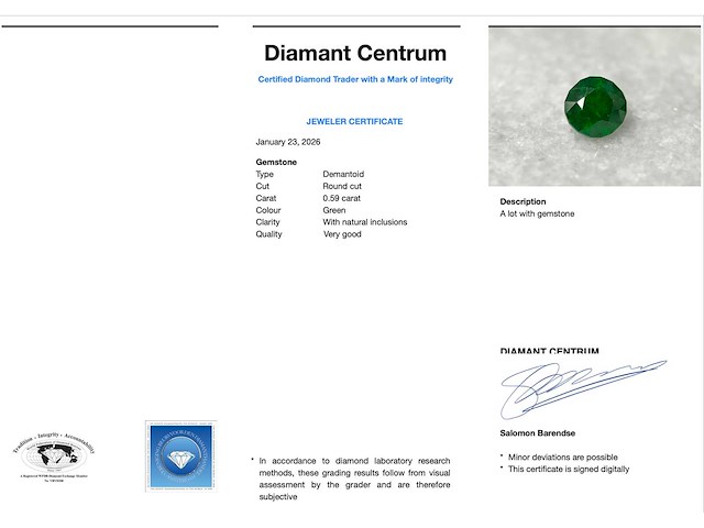 Demantoid 0.59 carat natuurlijke demantoid - afbeelding 3 van  5