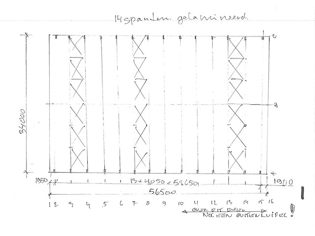 Demontabele houten loods 56,5x34 meter - afbeelding 12 van  16
