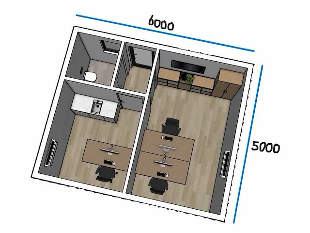Demontabele kantoorunit tuinkantoor hout designlook - afbeelding 46 van  61
