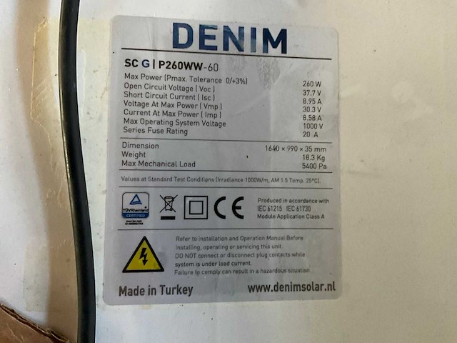 Denim sc g p260ww-60 zonnepaneel (7x) - afbeelding 4 van  4