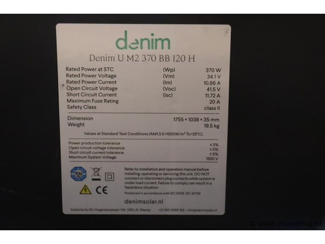 Denim u zonnepaneel m2 370 bb 120 h - 10 stuks - afbeelding 2 van  2