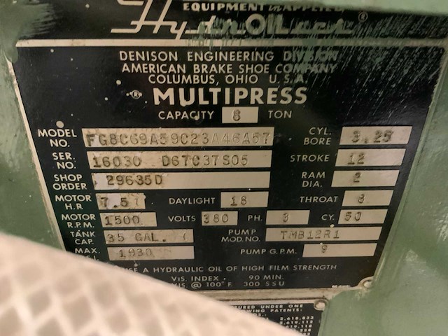Denison multipress hydraulische pers - afbeelding 2 van  10